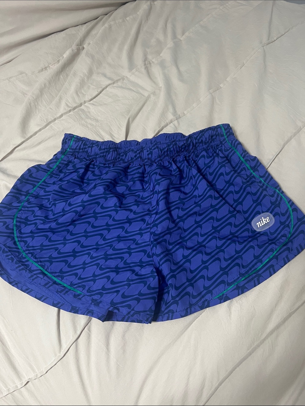 Nike Women's blue/purple Patterned Athletic Shorts with Teal Trim